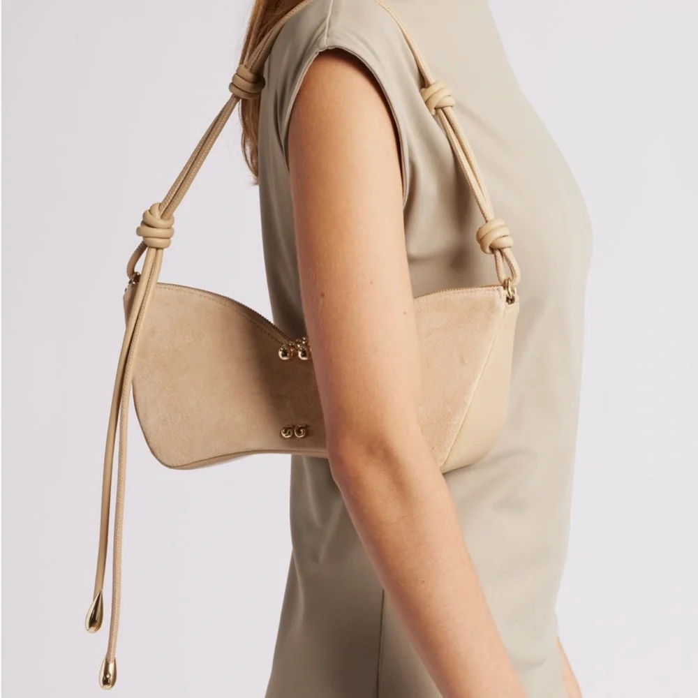 Cult Gaia Mercier Suede Shoulder Bag in Sand - Picture 9 of 10